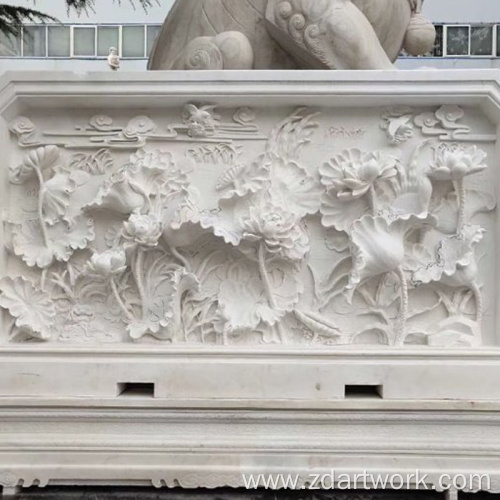 Customized white jade lotus relief